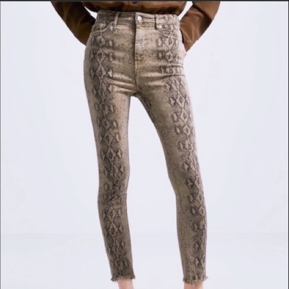 Zara Python Snake Print Fade Out Skinny Jeans NWT